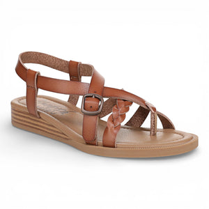 April - Sandalias cuña micro de mujer Marrón claro con tiras
