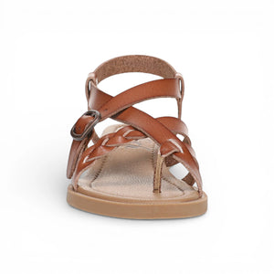 April - Sandalias cuña micro de mujer Marrón claro con tiras