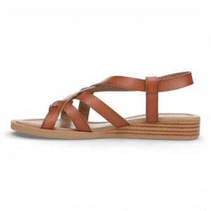 April - Sandalias cuña micro de mujer Marrón claro con tiras
