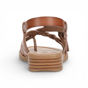 April - Sandalias cuña micro de mujer Marrón claro con tiras
