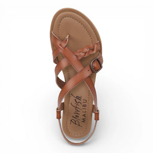 April - Sandalias cuña micro de mujer Marrón claro con tiras