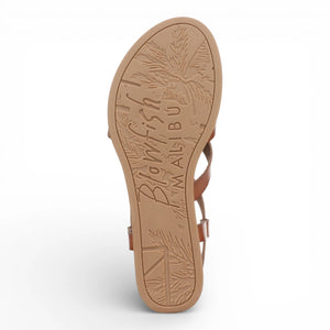 April - Sandalias cuña micro de mujer Marrón claro con tiras