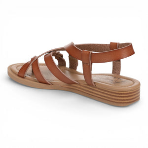 April - Sandalias cuña micro de mujer Marrón claro con tiras