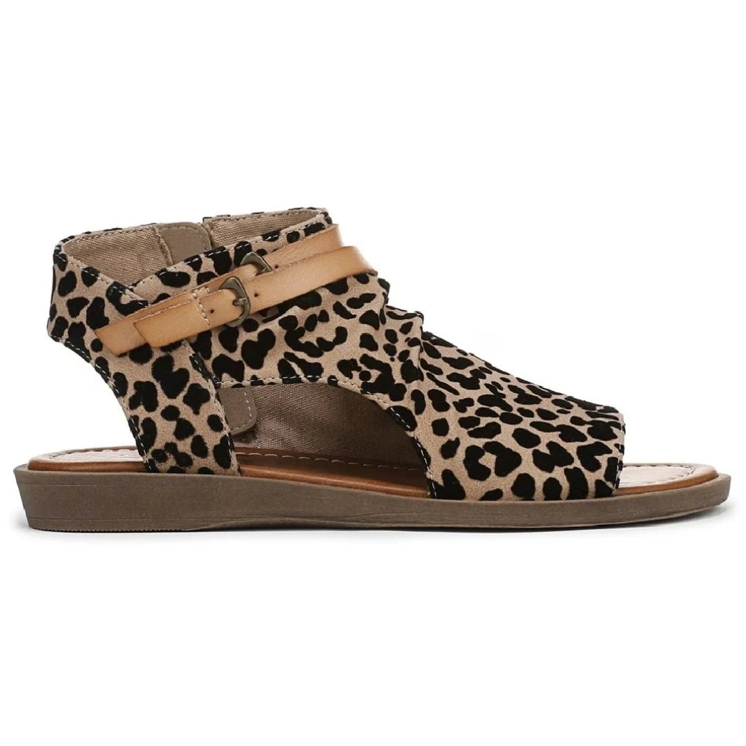 Denver - Women's Brown Leopard Strappy Low Wedge Sandals-TruClothing