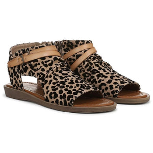 Denver - Women's Brown Leopard Strappy Low Wedge Sandals-TruClothing