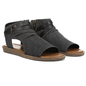 Denver - Women's Charcoal Strappy Low Wedge Sandals-TruClothing