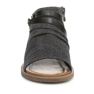 Denver - Women's Charcoal Strappy Low Wedge Sandals-TruClothing