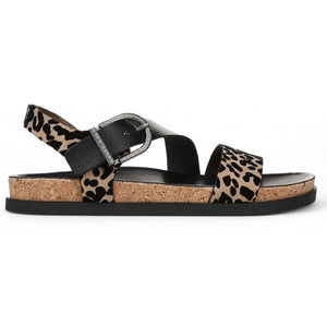Lance - Women's Leopard Brown Footbed Flat Sandals-TruClothing