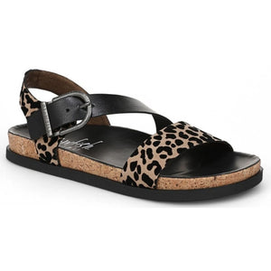 Lance - Women's Leopard Brown Footbed Flat Sandals-TruClothing
