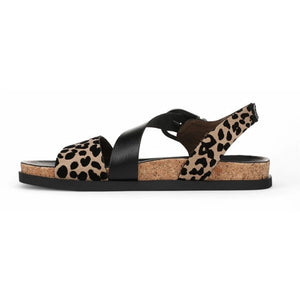 Lance - Women's Leopard Brown Footbed Flat Sandals-TruClothing