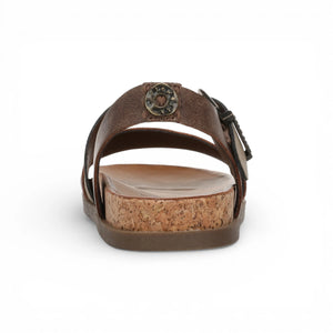 Lance – Braune, silberfarbene Riemchensandalen mit Fußbett für Damen