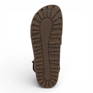 Lance – Braune, silberfarbene Riemchensandalen mit Fußbett für Damen