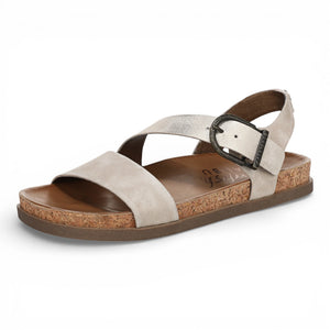 Lance - Sandalias planas de mujer plateadas nube con tiras y plantilla