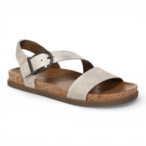 Lance - Sandalias planas de mujer plateadas nube con tiras y plantilla