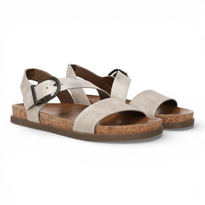 Lance - Sandalias planas de mujer plateadas nube con tiras y plantilla