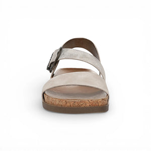 Lance - Sandalias planas de mujer plateadas nube con tiras y plantilla