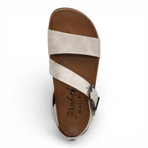 Lance - Sandalias planas de mujer plateadas nube con tiras y plantilla