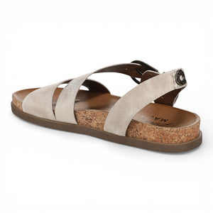 Lance - Sandalias planas de mujer plateadas nube con tiras y plantilla