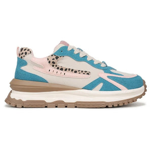 Leo - Women's Pink Blue Retro Lace-Up Sneakers-TruClothing