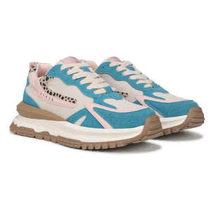 Leo - Women's Pink Blue Retro Lace-Up Sneakers-TruClothing