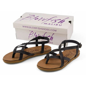 Macarah B - Women's Black Strappy Buckle Sandals-TruClothing