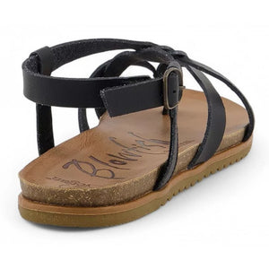 Macarah B - Women's Black Strappy Buckle Sandals-TruClothing