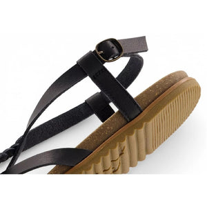 Macarah B - Women's Black Strappy Buckle Sandals-TruClothing