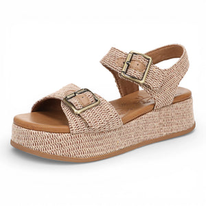 Magical- Women's Beige Faux Leather Platform Sandals