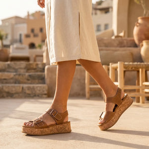 Magical - Sandalias plataforma de mujer Marrón claro piel sintética