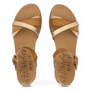 Monti-B - Women's Tan Strappy Buckle Wedge Sandals-TruClothing