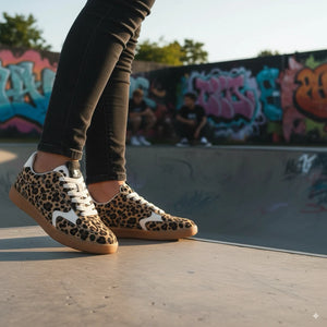Tastic - Women's Leopard Brown Lace-Up Sneakers-TruClothing