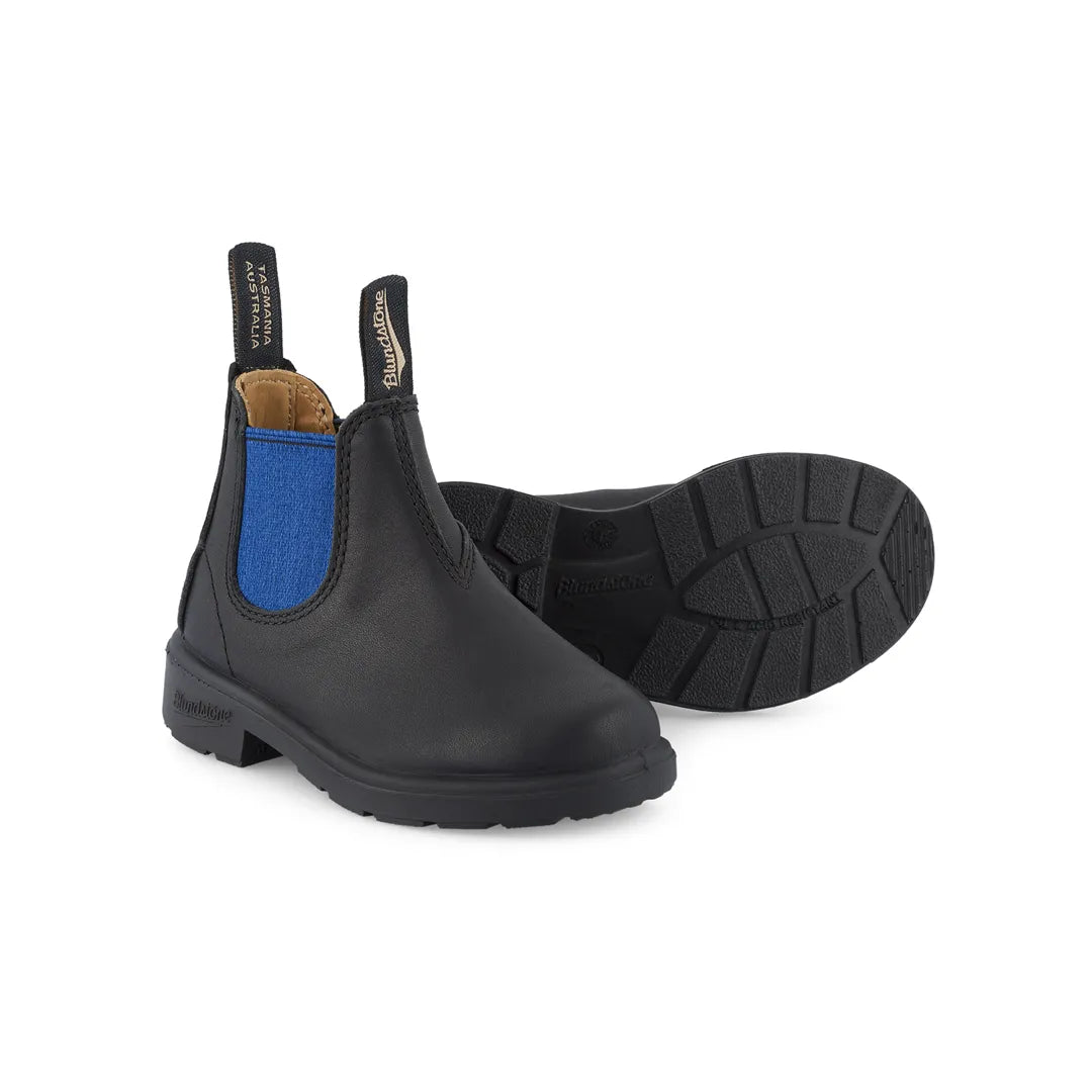 Blundstone 580 Kids Black Blue Slip On Chelsea Ankle Boots TruClothing