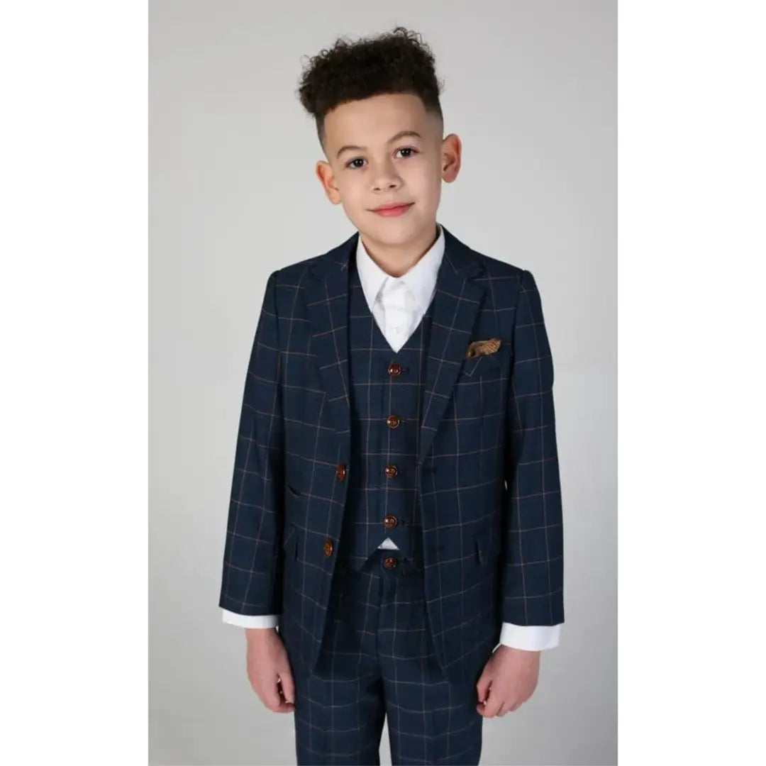 Hamleys – 3-Teilig blau-orange karierter Anzug für Jungen