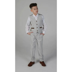 Mark – 3-Teilig grauer Stone-Tweed-Karoanzug für Jungen