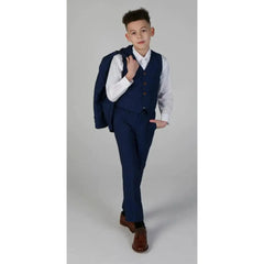 Mayfair – Dreiteiliger blauer Birdseye-Anzug für Jungen