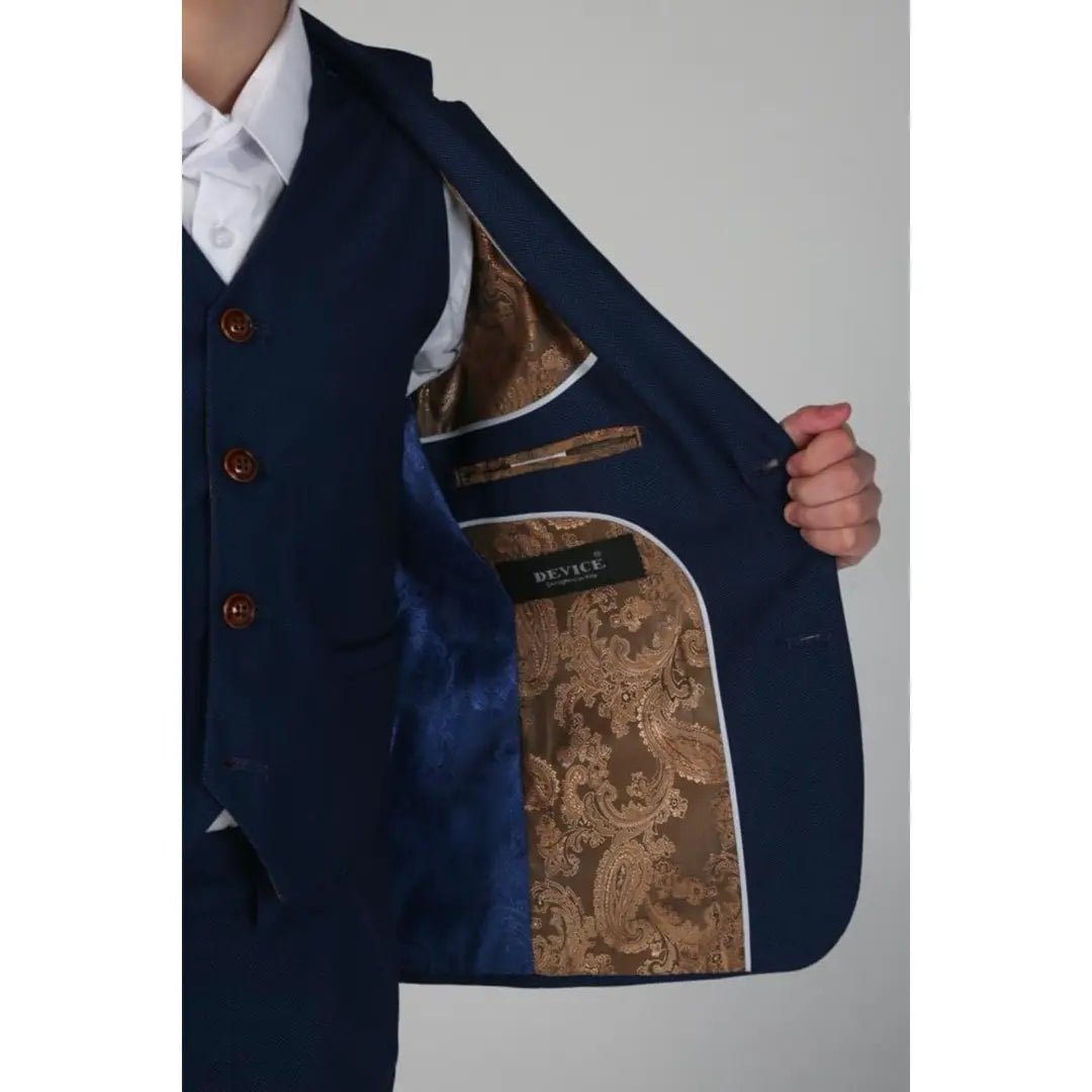 Mayfair – Dreiteiliger blauer Birdseye-Anzug für Jungen