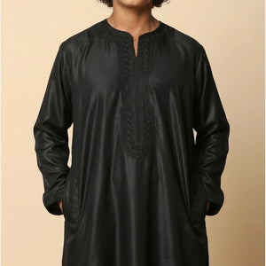 Boy's Moroccan Thobe Half Sleeve Gandoura Embroidery Kaftan-TruClothing