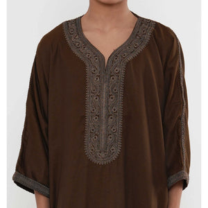 Boy's Moroccan Thobe Half Sleeve Gandoura Embroidery Kaftan-TruClothing