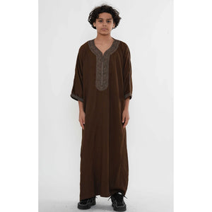 Boy's Moroccan Thobe Half Sleeve Gandoura Embroidery Kaftan-TruClothing