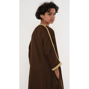 Boy's Moroccan Thobe Half Sleeve Gandoura Embroidery Kaftan-TruClothing