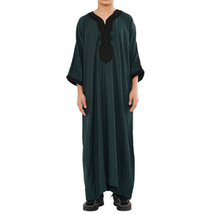 Boy's Moroccan Thobe Half Sleeve Gandoura Embroidery Kaftan-TruClothing