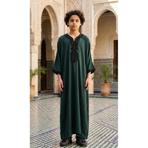 Boy's Moroccan Thobe Half Sleeve Gandoura Embroidery Kaftan-TruClothing