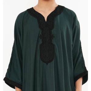 Boy's Moroccan Thobe Half Sleeve Gandoura Embroidery Kaftan-TruClothing