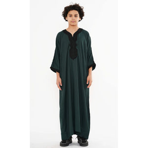 Boy's Moroccan Thobe Half Sleeve Gandoura Embroidery Kaftan-TruClothing