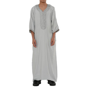 Boy's Moroccan Thobe Half Sleeve Gandoura Embroidery Kaftan-TruClothing