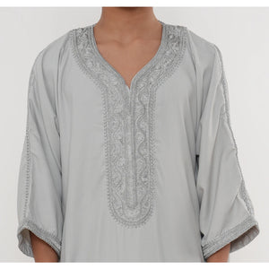 Boy's Moroccan Thobe Half Sleeve Gandoura Embroidery Kaftan-TruClothing