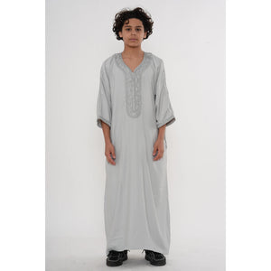 Boy's Moroccan Thobe Half Sleeve Gandoura Embroidery Kaftan-TruClothing