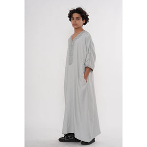 Boy's Moroccan Thobe Half Sleeve Gandoura Embroidery Kaftan-TruClothing