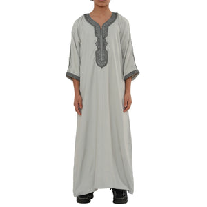 Boy's Moroccan Thobe Half Sleeve Gandoura Embroidery Kaftan-TruClothing