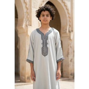 Boy's Moroccan Thobe Half Sleeve Gandoura Embroidery Kaftan-TruClothing